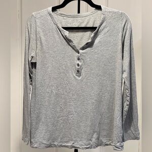 J. Jill Light Gray Long Sleeve Henley Top